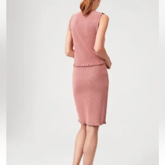 Club Monaco Tops - Club Monaco Italian Yarn pink Rimber ruffle flouncy top and skirt set